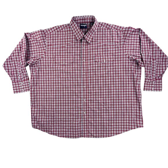 Wrangler Other - Vintage Wrangler Shirt Mens Big 4X Red Plaid Western Snap Button Long Sleeve